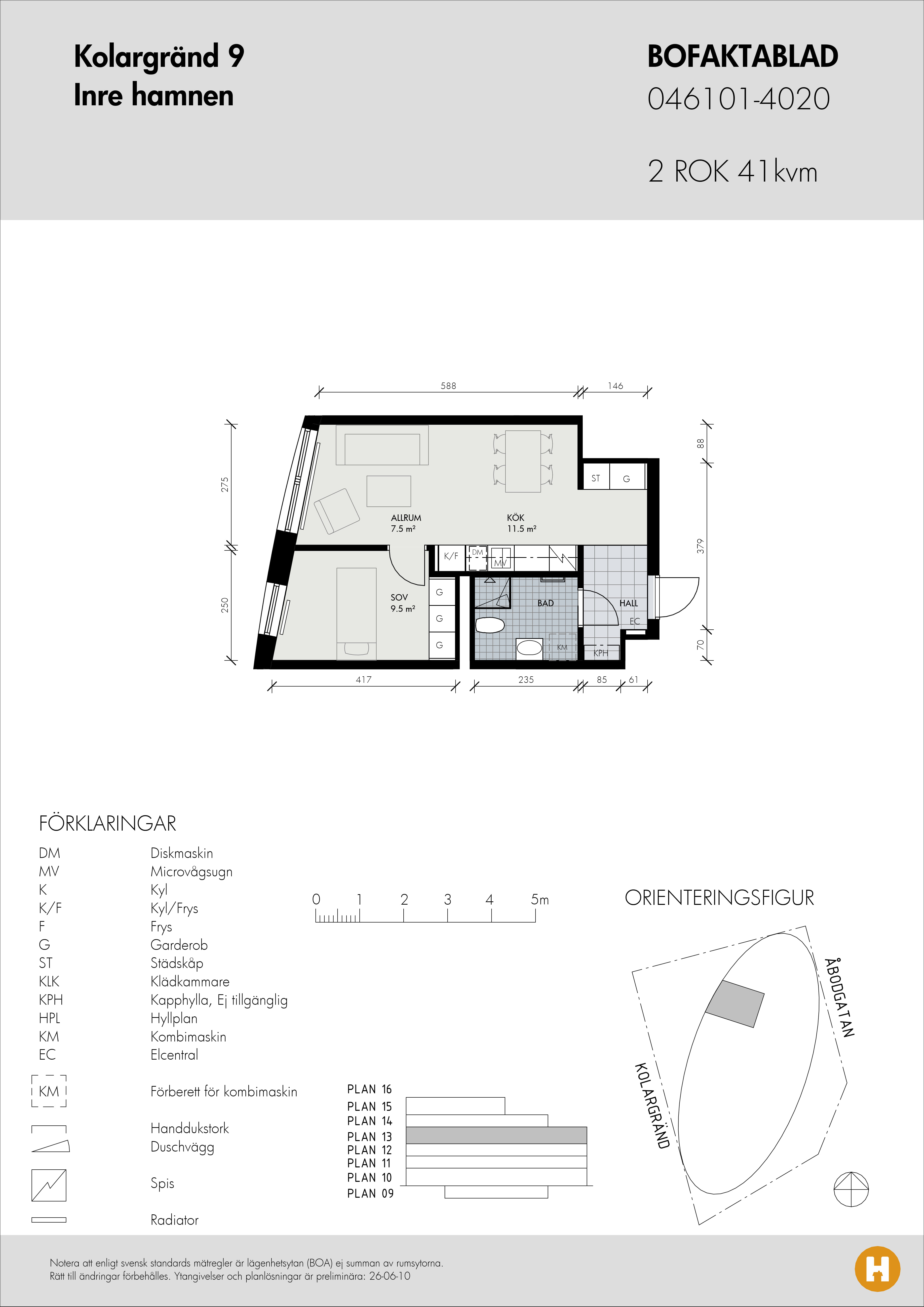 Planritning för Kolargränd 9 