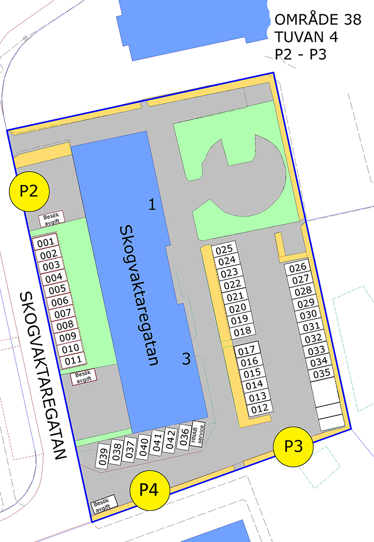 Planritning för Skogvaktaregatan 1-3