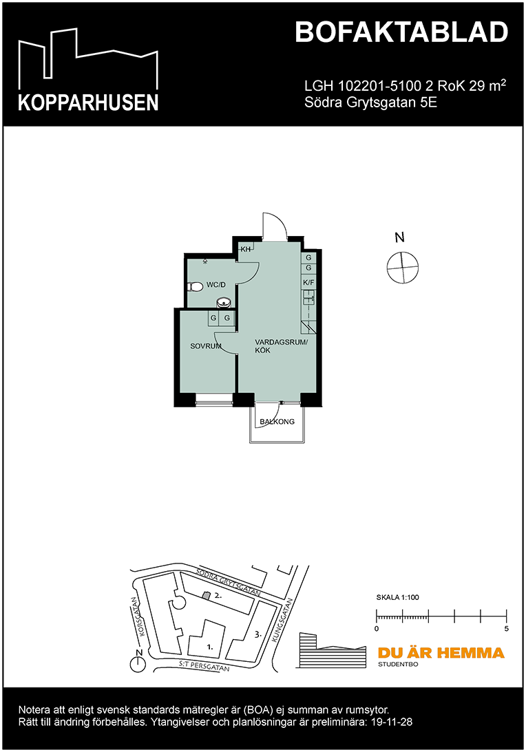 Floor plan for Södra Grytsgatan 5E