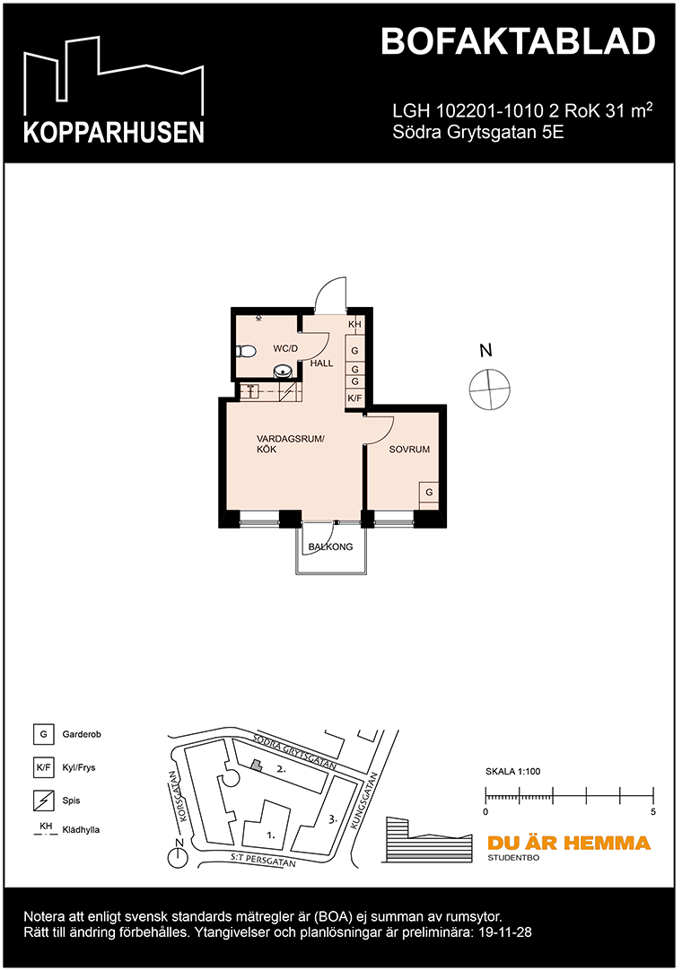 Floor plan for Södra Grytsgatan 5E  