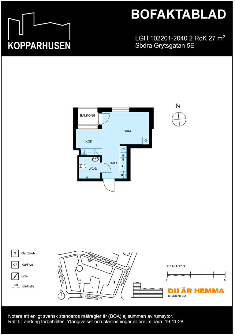Floor plan for Södra Grytsgatan 5E