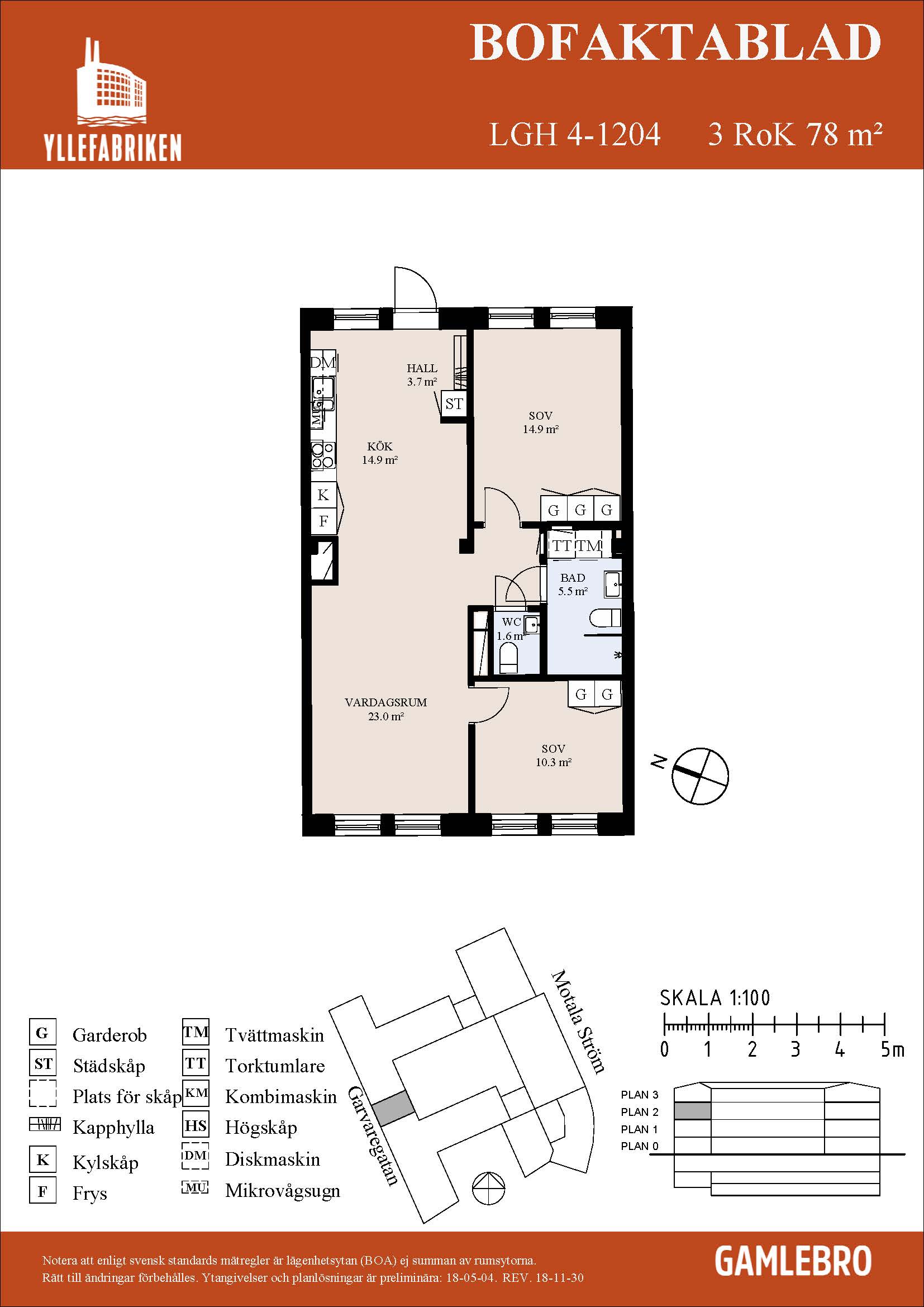 Planritning för Garvaregatan 4F