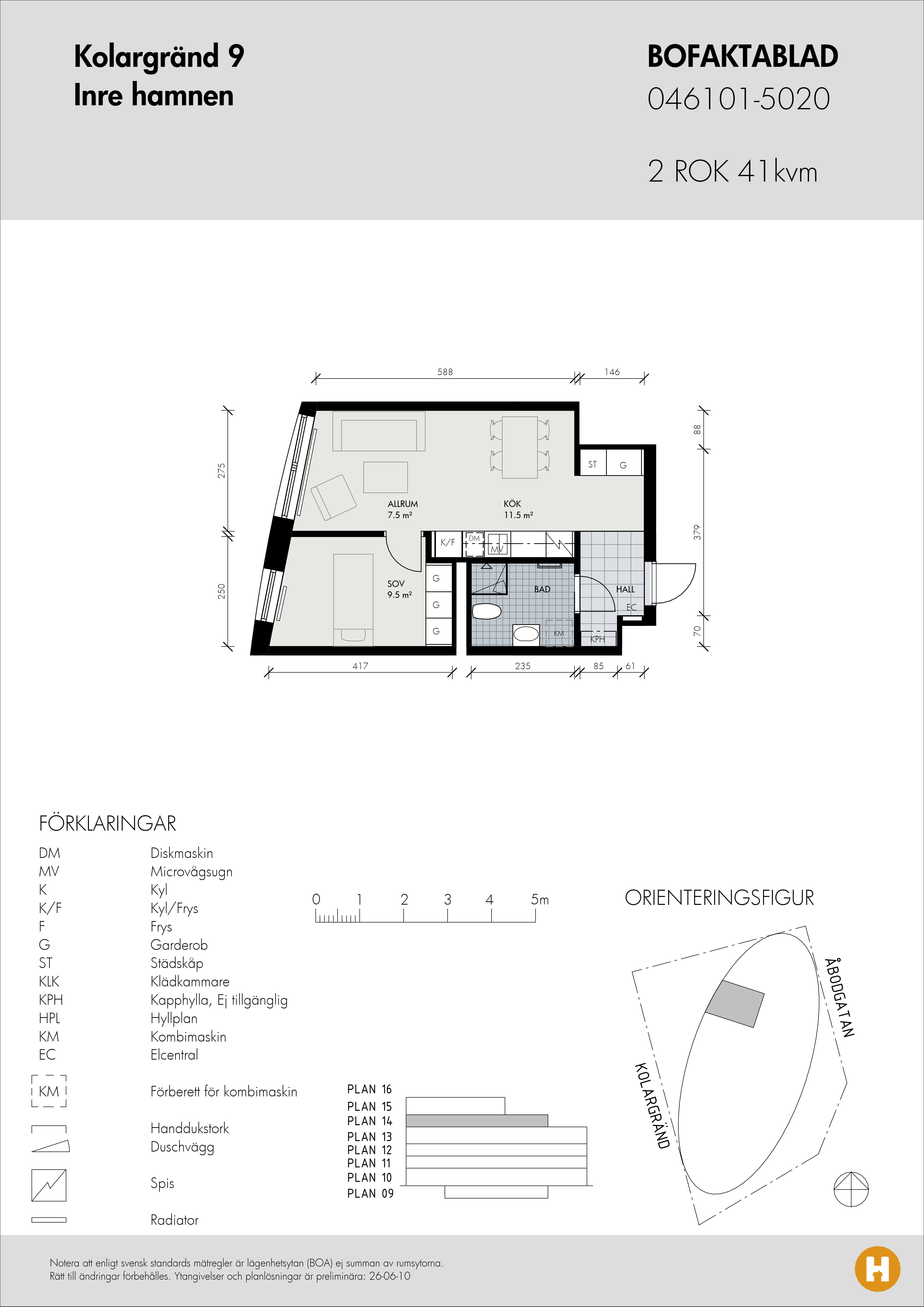 Planritning för Kolargränd 9 
