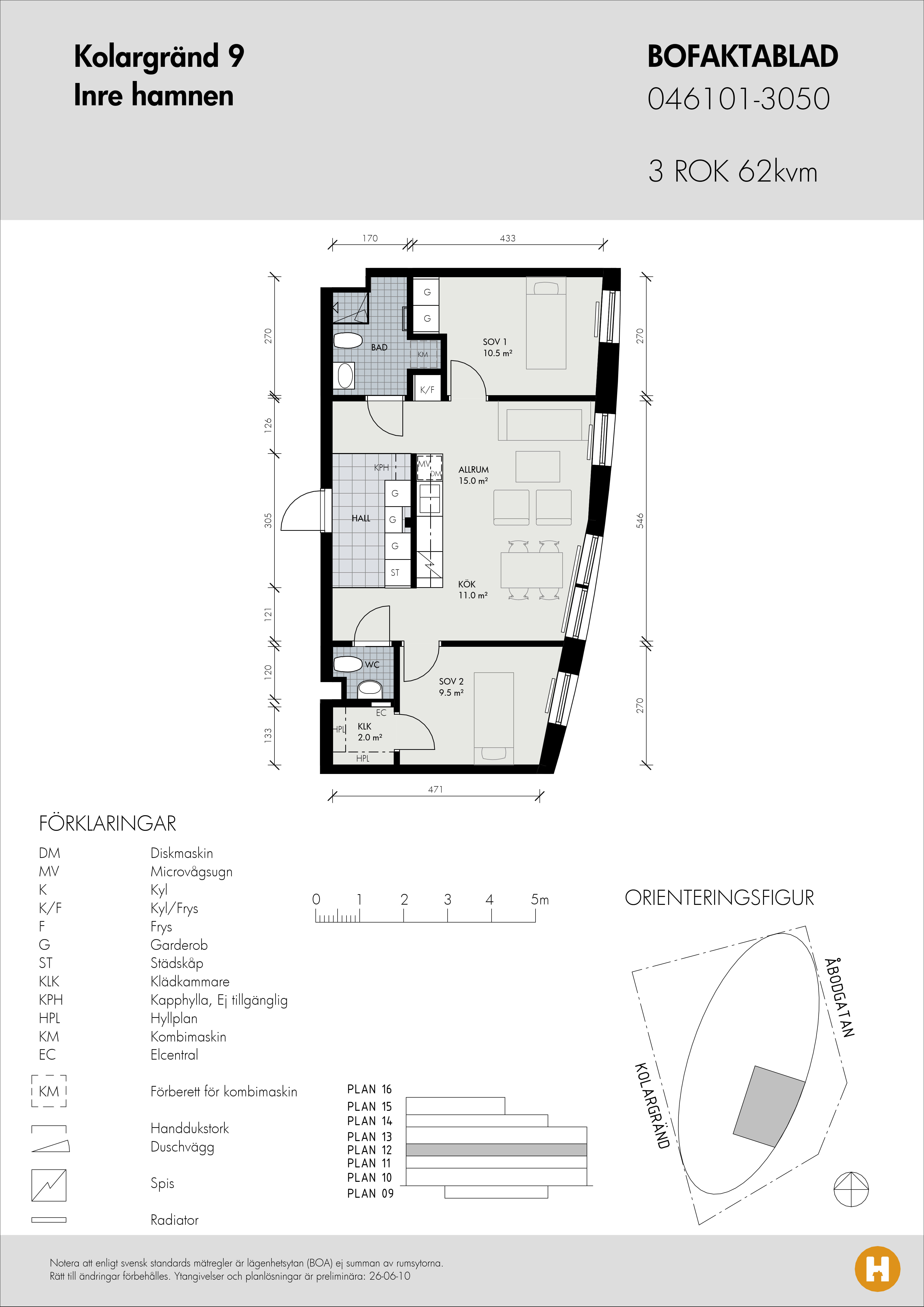 Planritning för Kolargränd 9 