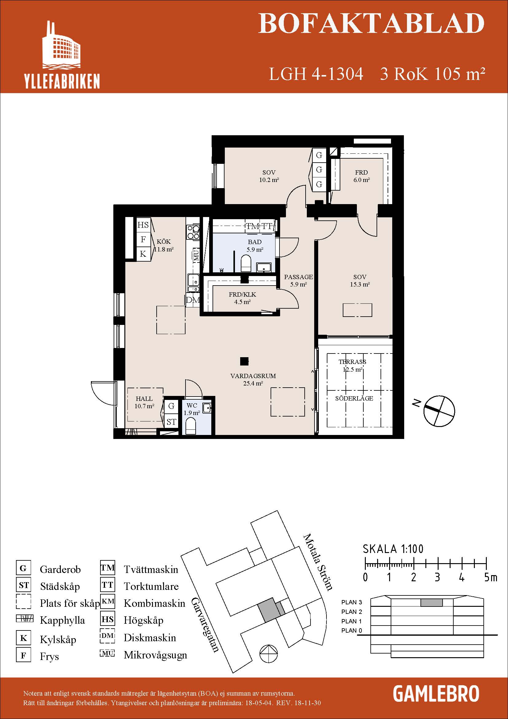 Planritning för Garvaregatan 4F