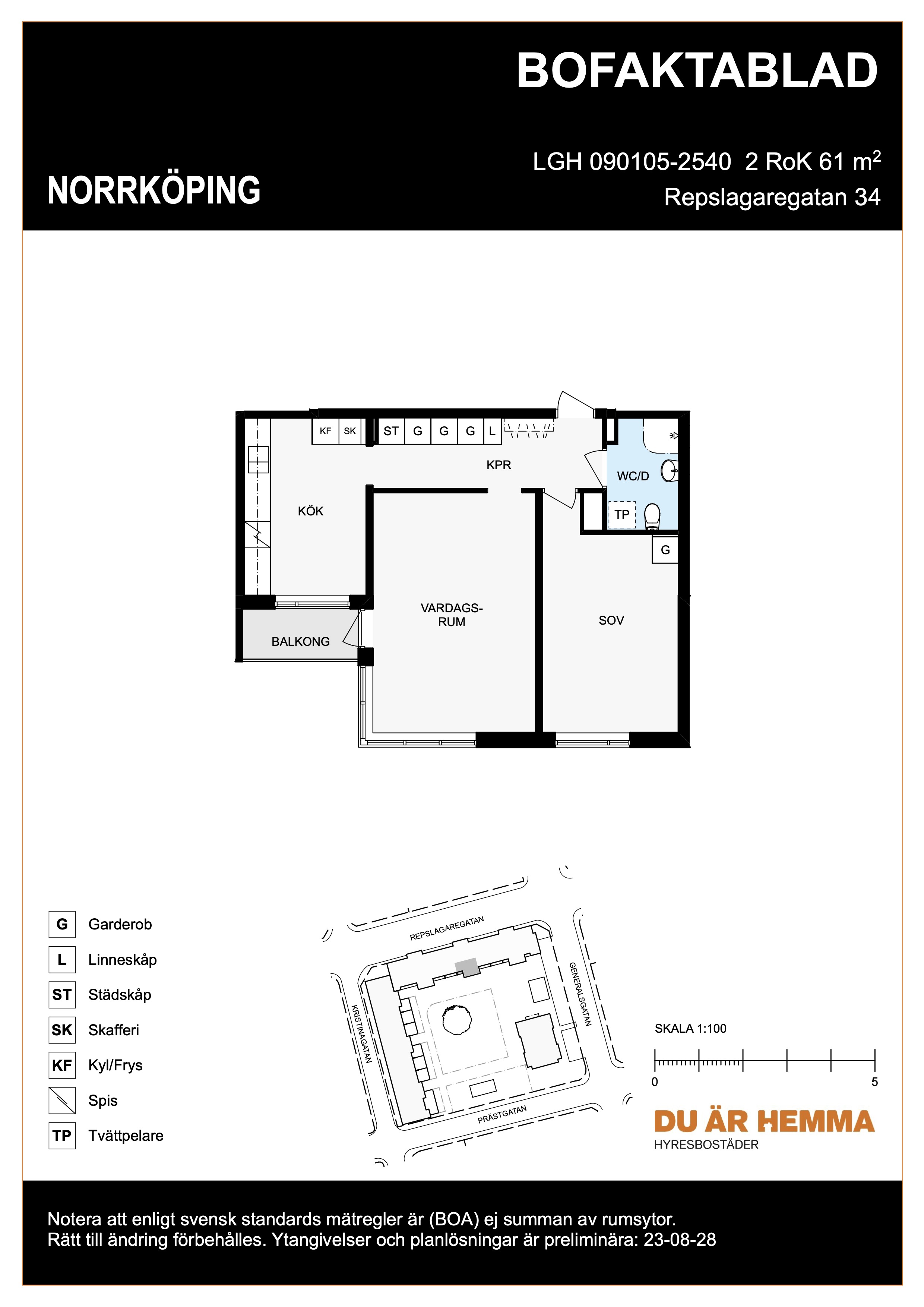 Planritning för Repslagaregatan 34