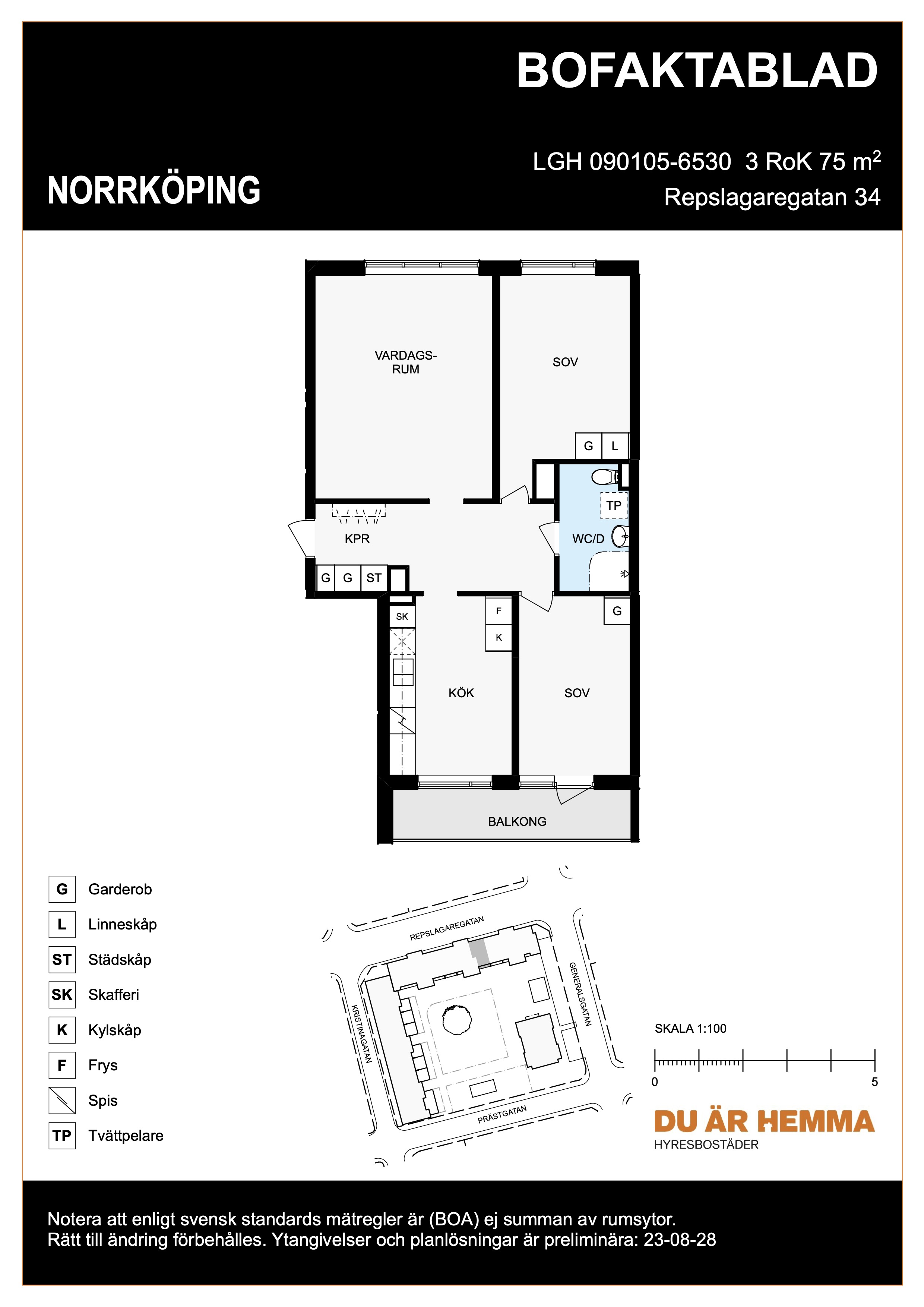 Planritning för Repslagaregatan 34