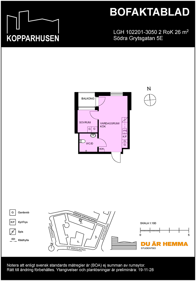 Floor plan for Södra Grytsgatan 5E
