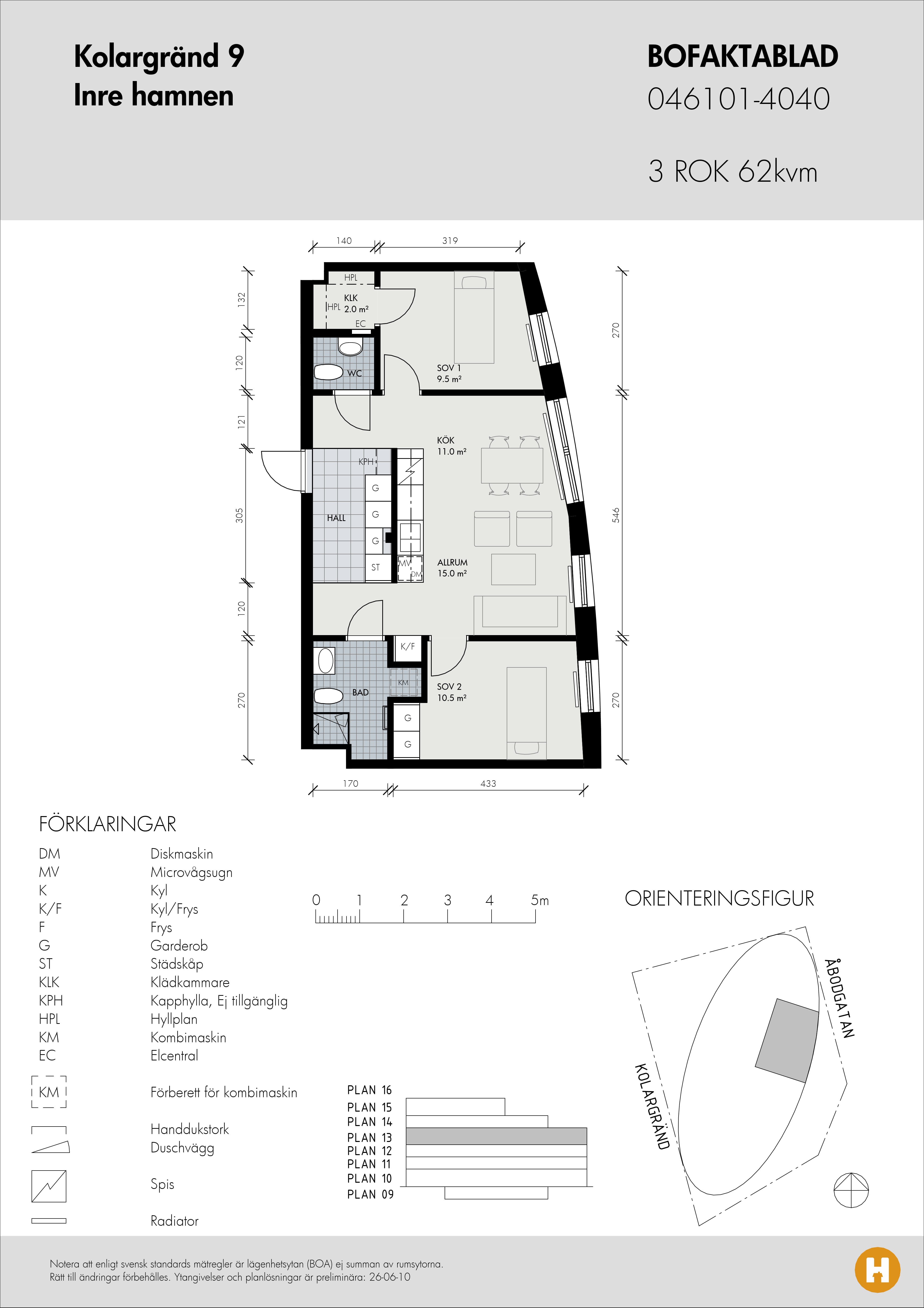 Planritning för Kolargränd 9 