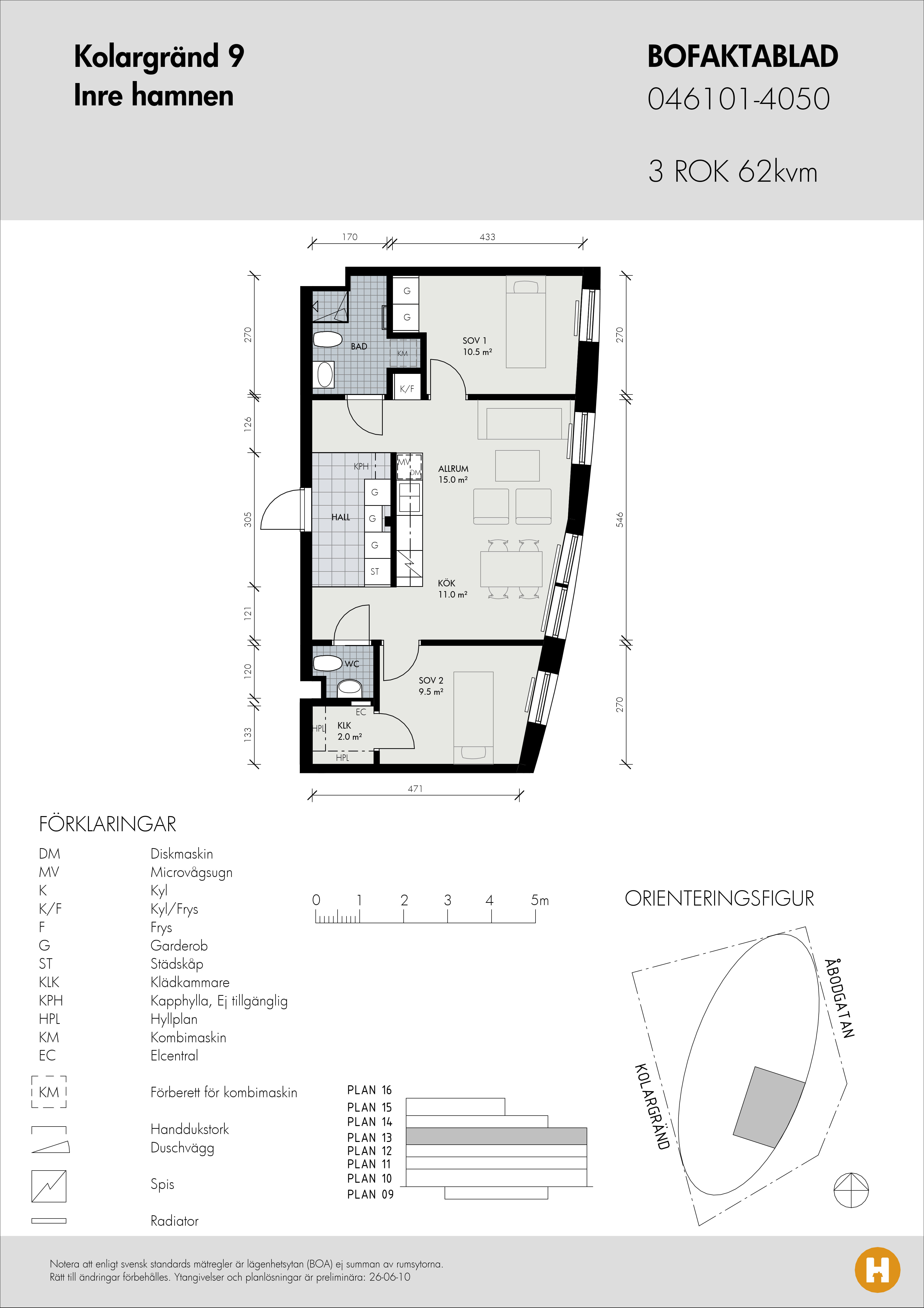Planritning för Kolargränd 9 