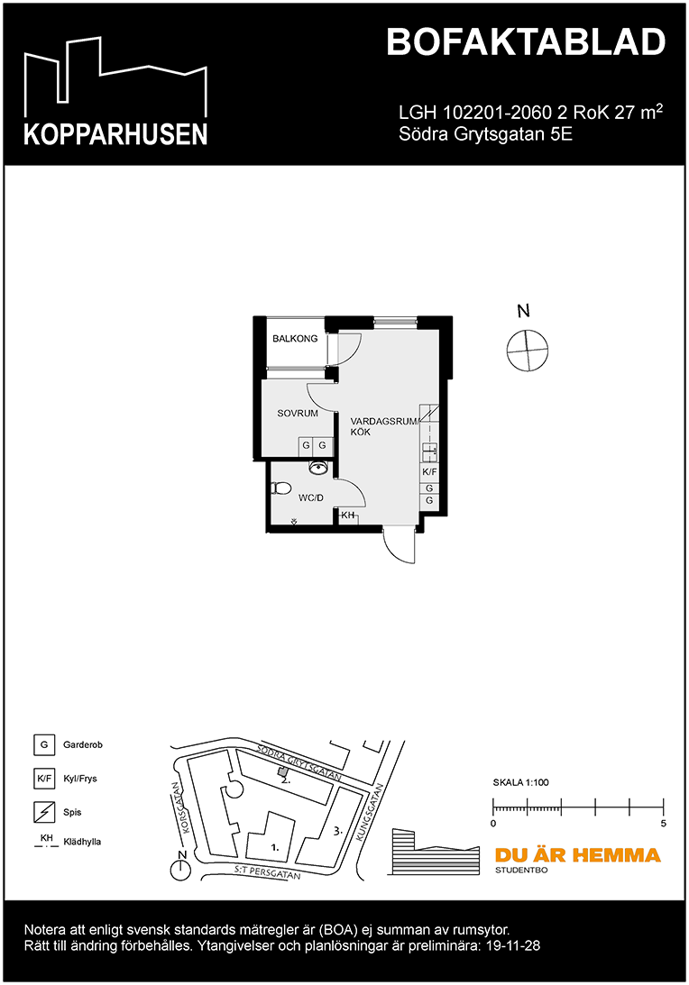 Floor plan for Södra Grytsgatan 5E  