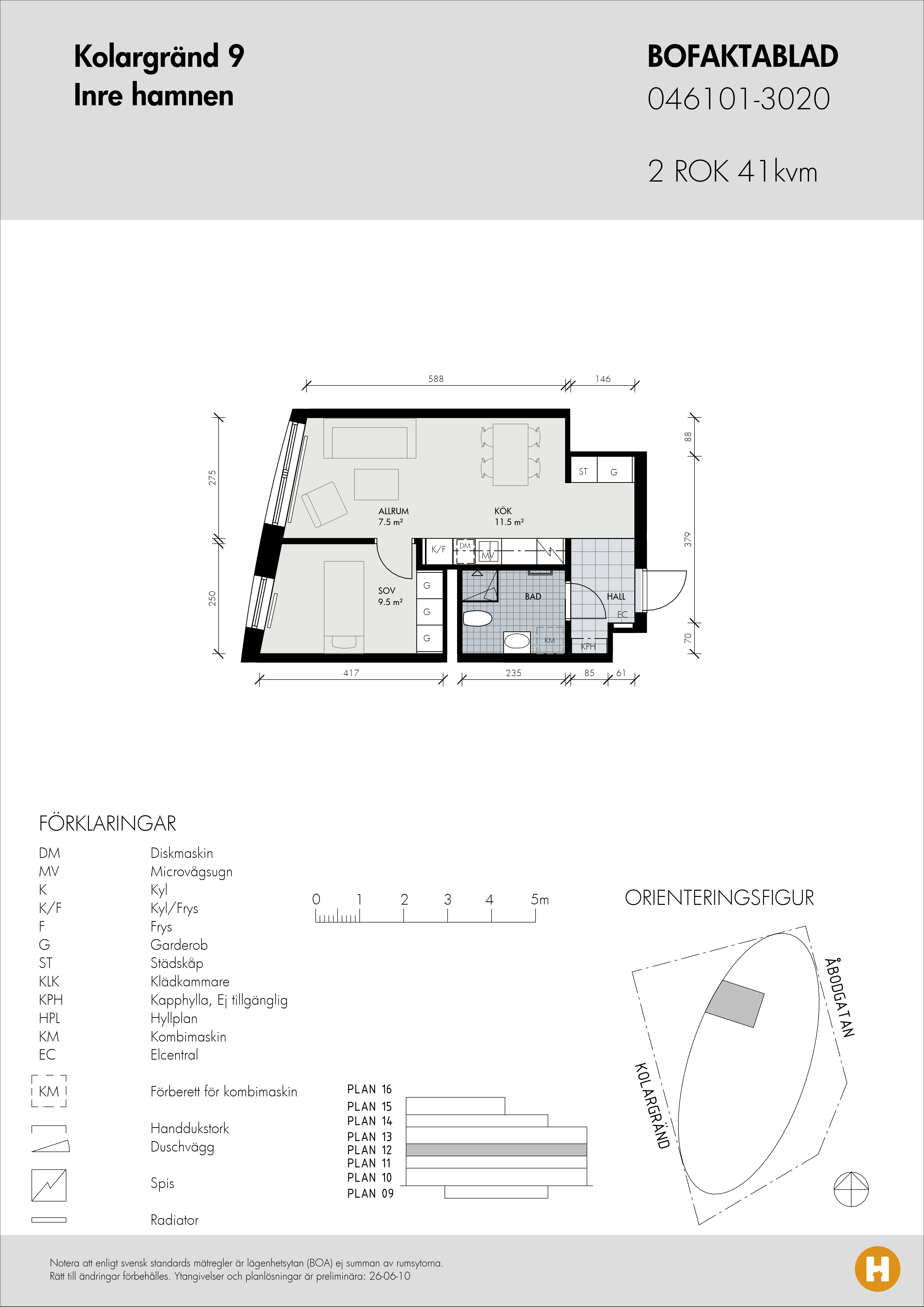 Planritning för Kolargränd 9 