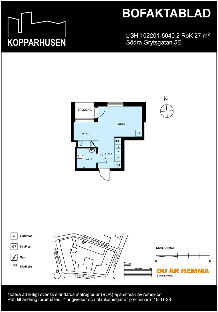 Floor plan for Södra Grytsgatan 5E  