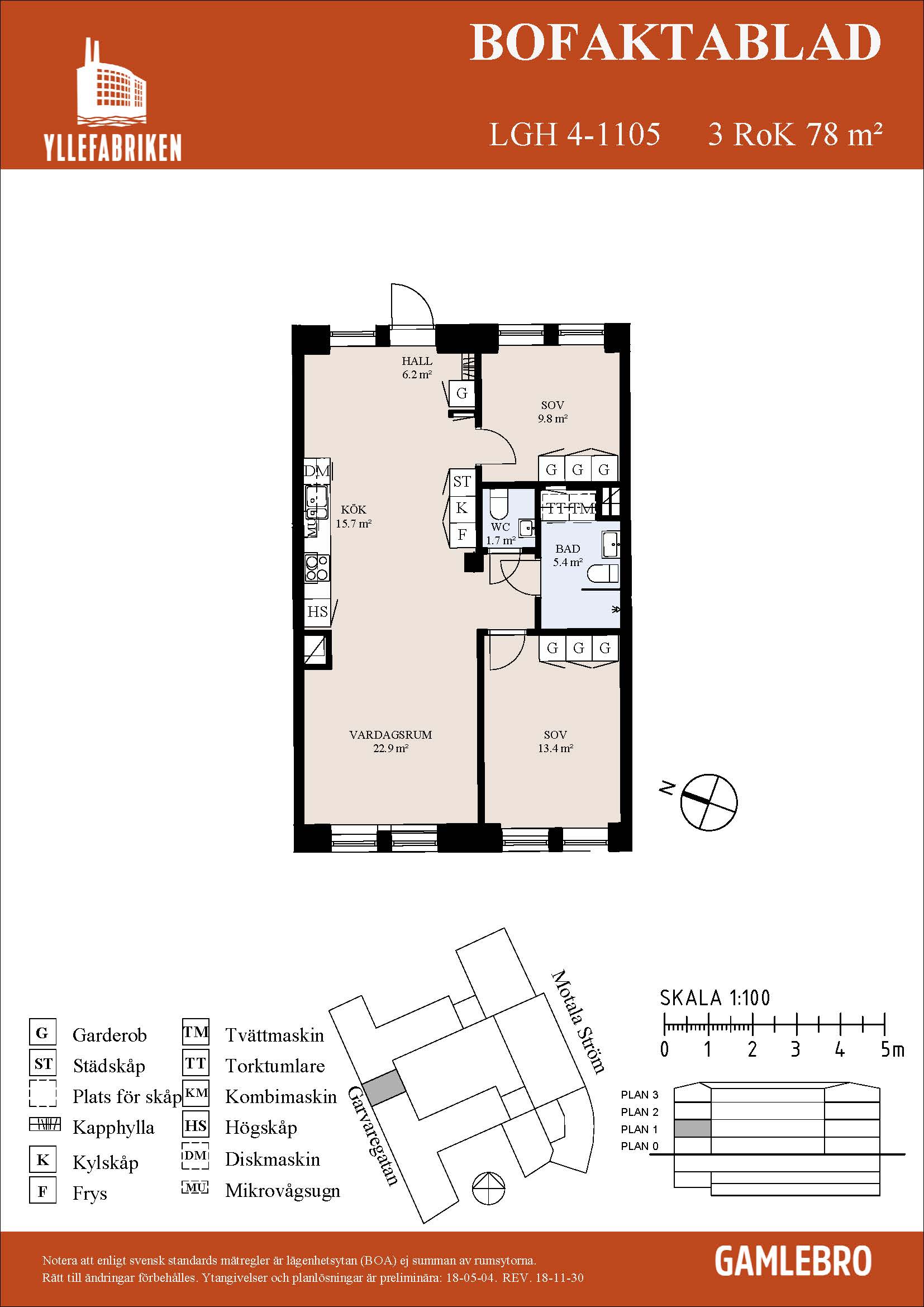 Planritning för Garvaregatan 4F