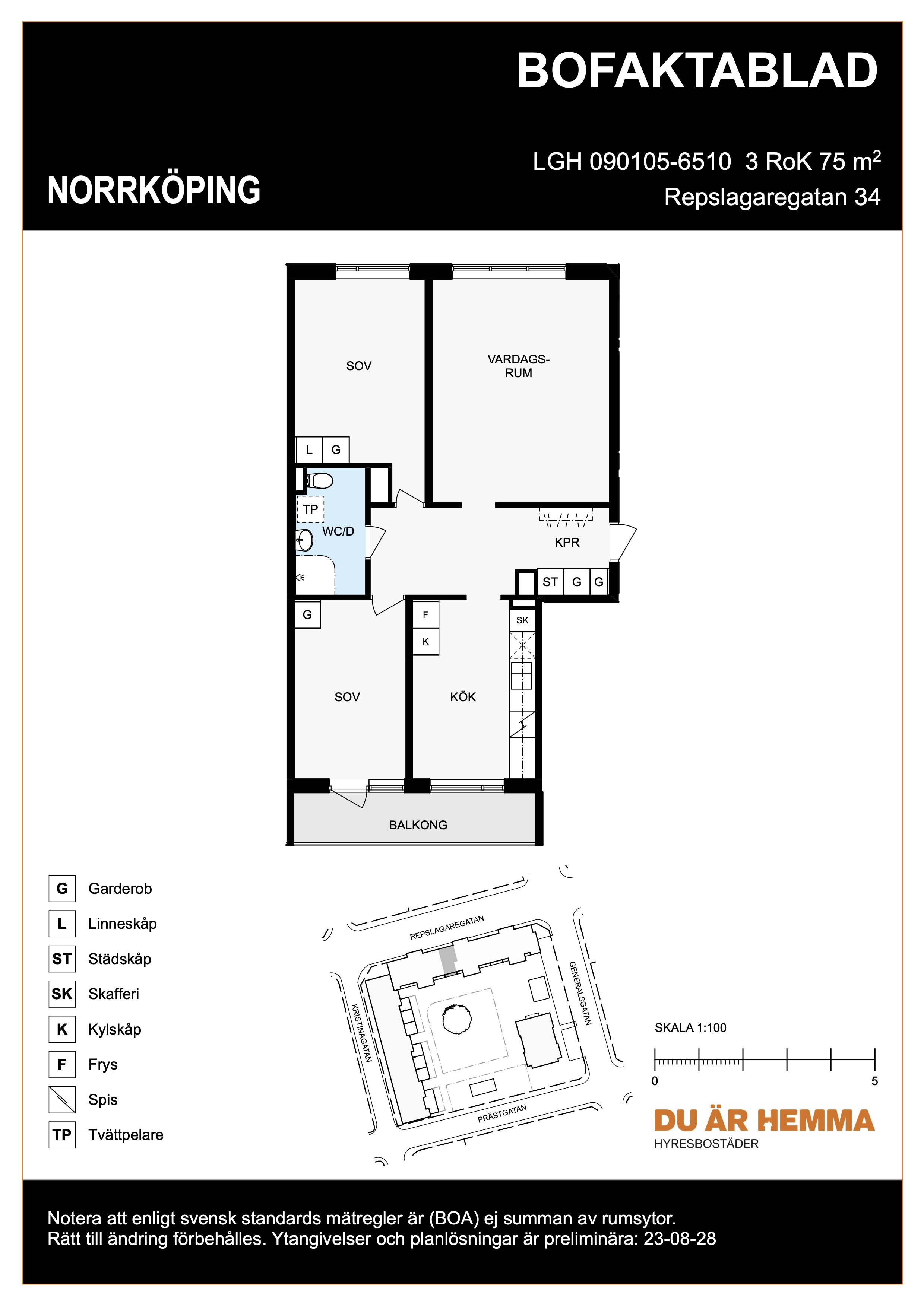 Planritning för Repslagaregatan 34