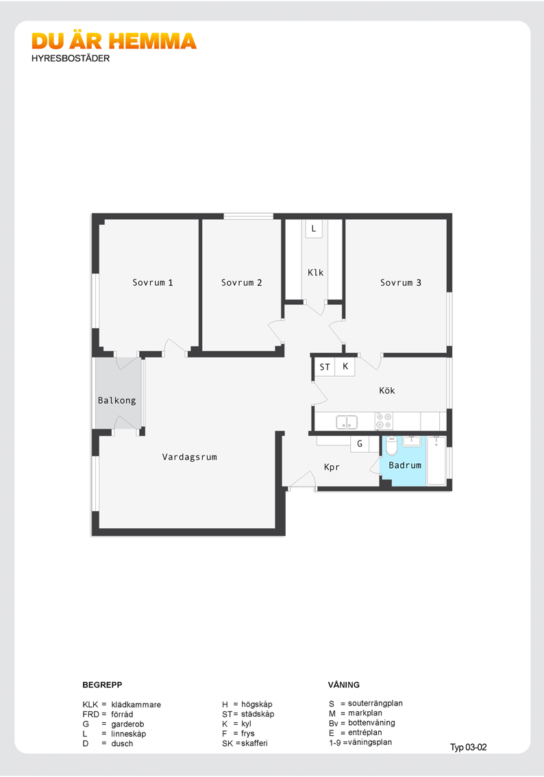 Planritning för Vrinnevigatan 6 B
